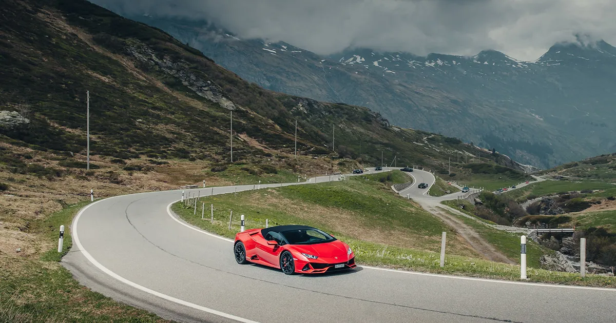 Lamborghini driving through Bavaria including the autobahn