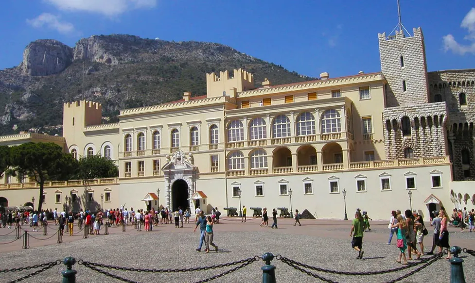 An exterior shot of the Prince’s Palace, Monaco